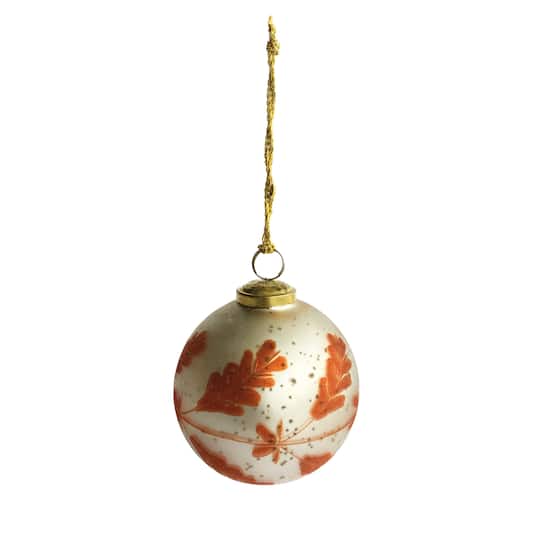 Hello Honey® 6" Matte Silver Finish & Coral Etched Mercury Glass Ball Ornament